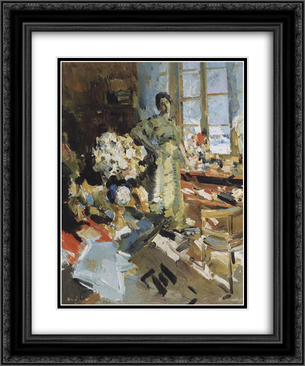 Winter sun 20x24 Black Ornate Wood Framed Art Print Poster with Double Matting by Korovin, Konstantin