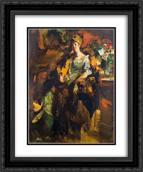 Woman portrait 20x24 Black Ornate Wood Framed Art Print Poster with Double Matting by Korovin, Konstantin