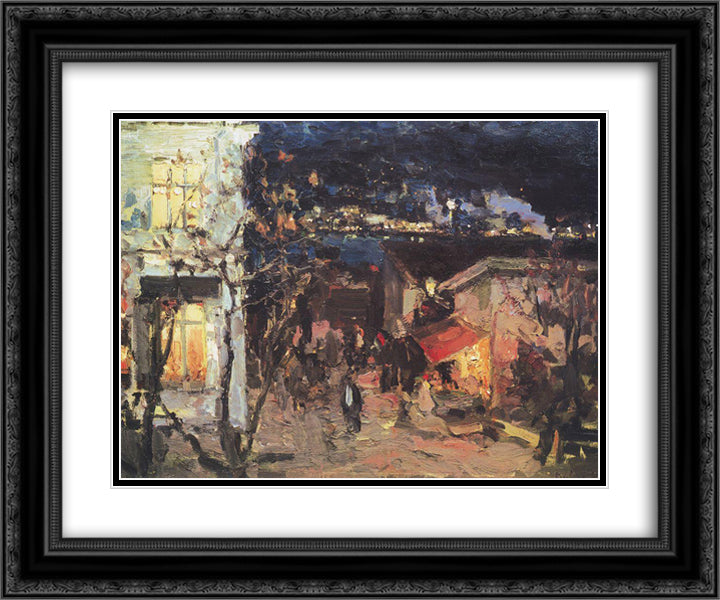 Yalta at night 24x20 Black Ornate Wood Framed Art Print Poster with Double Matting by Korovin, Konstantin