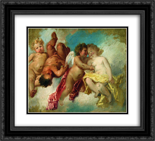 Angels 22x20 Black Ornate Wood Framed Art Print Poster with Double Matting by Makovsky, Konstantin