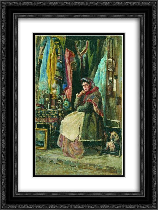 Antique Shop 18x24 Black Ornate Wood Framed Art Print Poster with Double Matting by Makovsky, Konstantin