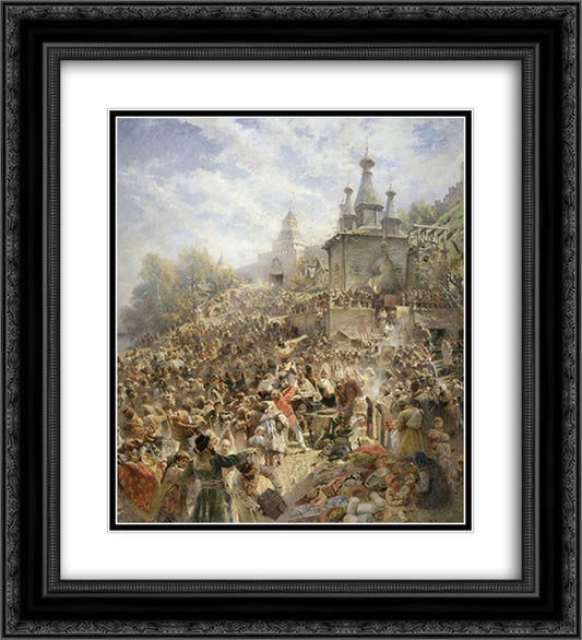 Appeal of Minin 20x22 Black Ornate Wood Framed Art Print Poster with Double Matting by Makovsky, Konstantin