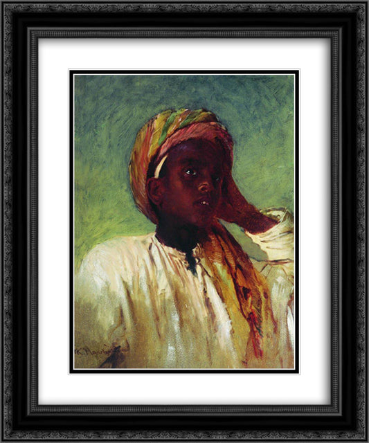 Arab Boy 20x24 Black Ornate Wood Framed Art Print Poster with Double Matting by Makovsky, Konstantin