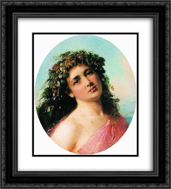 Bacchante 20x22 Black Ornate Wood Framed Art Print Poster with Double Matting by Makovsky, Konstantin