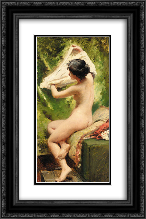 Beauty preparing to bathe 16x24 Black Ornate Wood Framed Art Print Poster with Double Matting by Makovsky, Konstantin