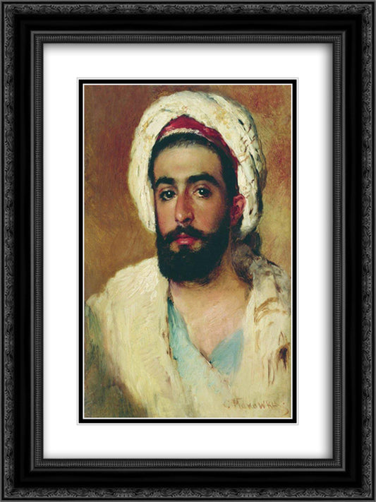 Bedouin 18x24 Black Ornate Wood Framed Art Print Poster with Double Matting by Makovsky, Konstantin