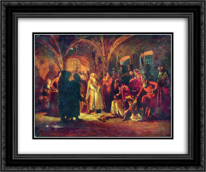 Boris Morozov and Ivan the Terrible 24x20 Black Ornate Wood Framed Art Print Poster with Double Matting by Makovsky, Konstantin