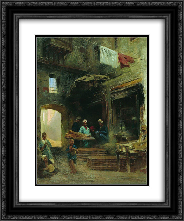 Cairo court 20x24 Black Ornate Wood Framed Art Print Poster with Double Matting by Makovsky, Konstantin