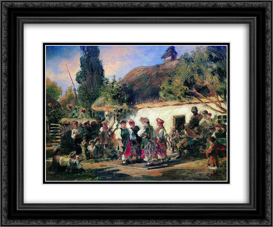 Celebration in Ukraine 24x20 Black Ornate Wood Framed Art Print Poster with Double Matting by Makovsky, Konstantin