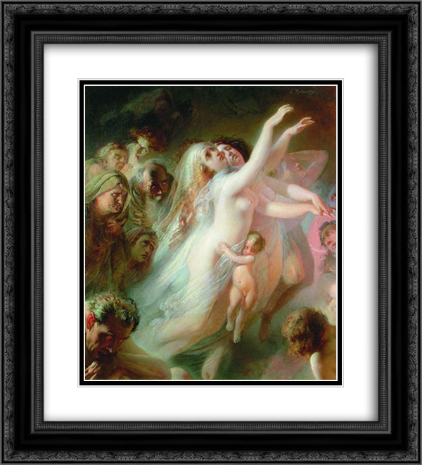 Charon carries dead souls across the River Styx 20x22 Black Ornate Wood Framed Art Print Poster with Double Matting by Makovsky, Konstantin