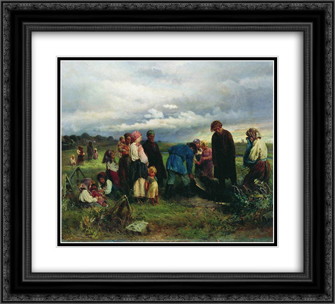 Child Funeral 22x20 Black Ornate Wood Framed Art Print Poster with Double Matting by Makovsky, Konstantin