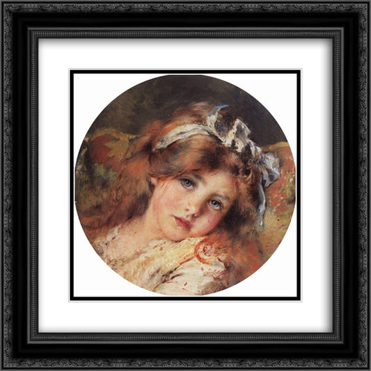 Child Head 20x20 Black Ornate Wood Framed Art Print Poster with Double Matting by Makovsky, Konstantin