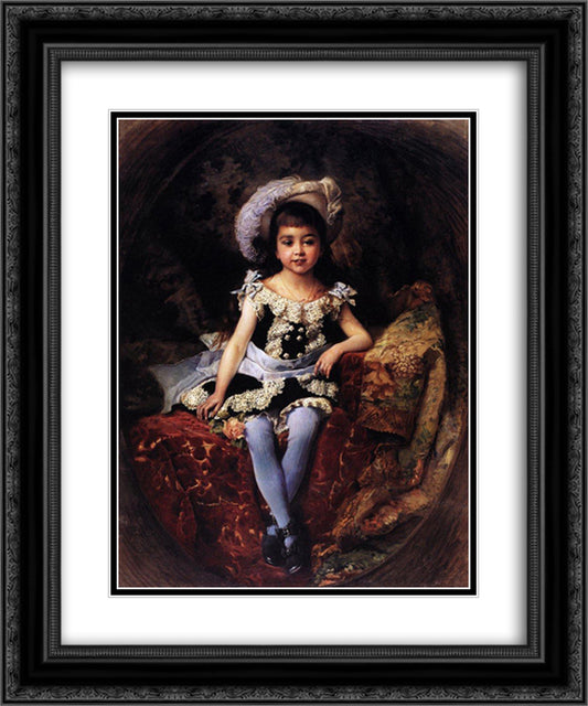 Child Portrait 20x24 Black Ornate Wood Framed Art Print Poster with Double Matting by Makovsky, Konstantin