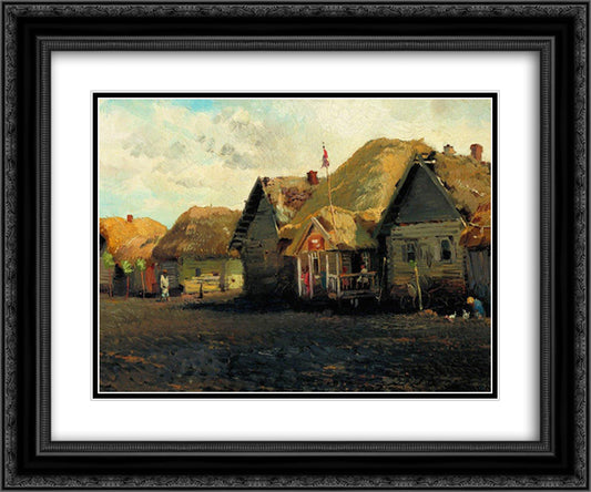 Country Landscape 24x20 Black Ornate Wood Framed Art Print Poster with Double Matting by Makovsky, Konstantin