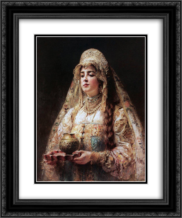 Cup of honey 20x24 Black Ornate Wood Framed Art Print Poster with Double Matting by Makovsky, Konstantin