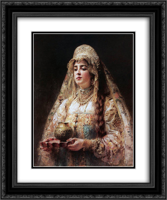 Cup of honey 20x24 Black Ornate Wood Framed Art Print Poster with Double Matting by Makovsky, Konstantin