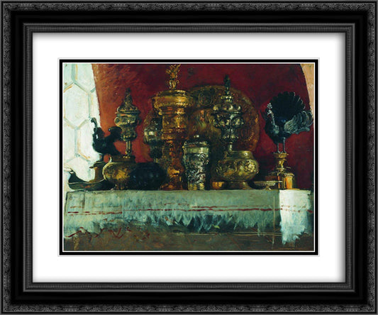 Cups 24x20 Black Ornate Wood Framed Art Print Poster with Double Matting by Makovsky, Konstantin