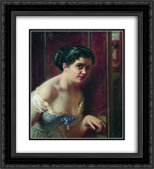 Date 20x22 Black Ornate Wood Framed Art Print Poster with Double Matting by Makovsky, Konstantin