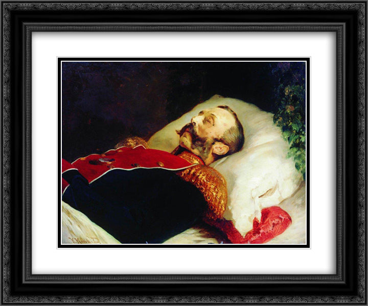 Emperor Alexander II on His Deathbed 24x20 Black Ornate Wood Framed Art Print Poster with Double Matting by Makovsky, Konstantin