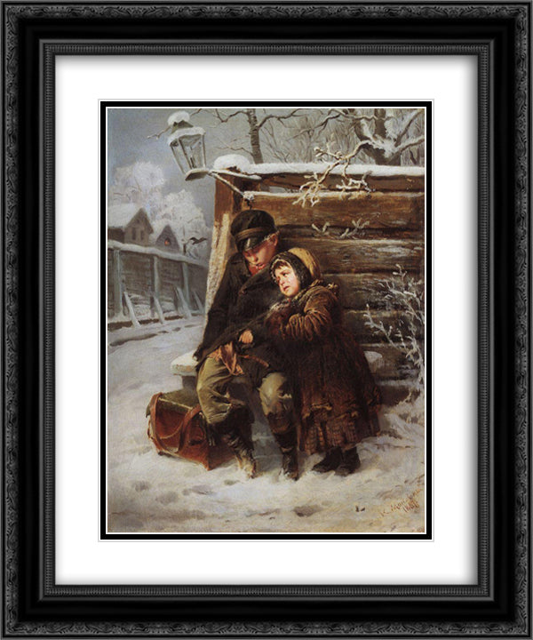 Genre Scene 20x24 Black Ornate Wood Framed Art Print Poster with Double Matting by Makovsky, Konstantin