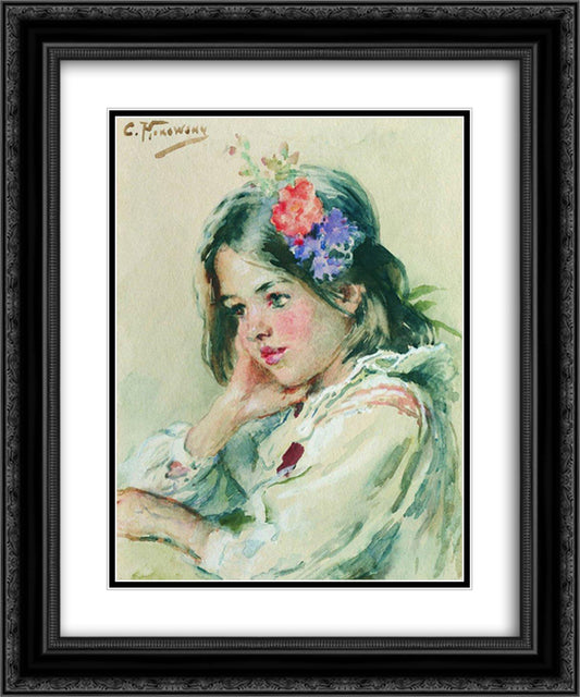 Girl 20x24 Black Ornate Wood Framed Art Print Poster with Double Matting by Makovsky, Konstantin