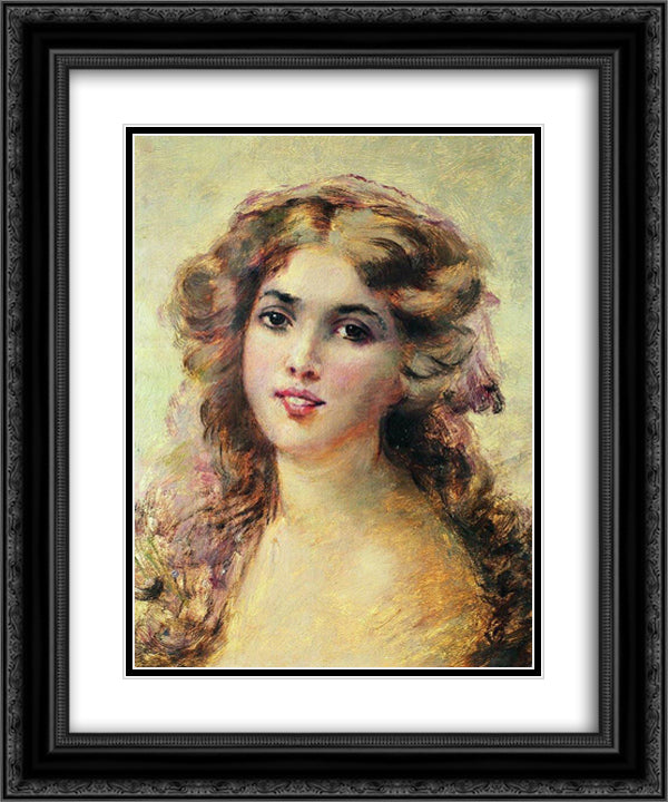 Head 20x24 Black Ornate Wood Framed Art Print Poster with Double Matting by Makovsky, Konstantin