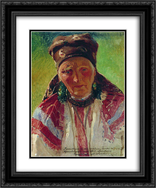 Head of the Old Woman 20x24 Black Ornate Wood Framed Art Print Poster with Double Matting by Makovsky, Konstantin