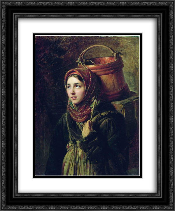 Herring Dish 20x24 Black Ornate Wood Framed Art Print Poster with Double Matting by Makovsky, Konstantin
