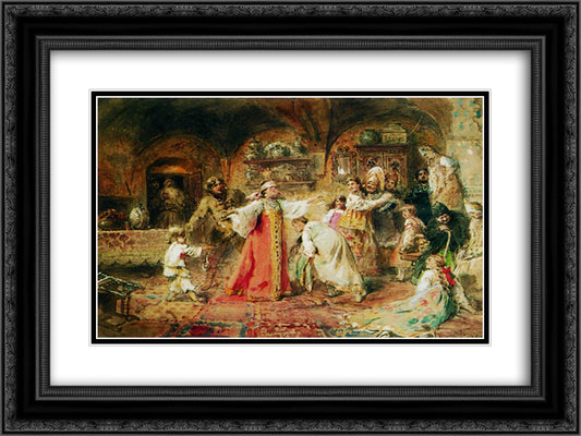 Hide and Seek 24x18 Black Ornate Wood Framed Art Print Poster with Double Matting by Makovsky, Konstantin