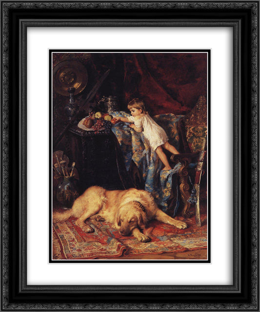 In Artist's Workshop 20x24 Black Ornate Wood Framed Art Print Poster with Double Matting by Makovsky, Konstantin