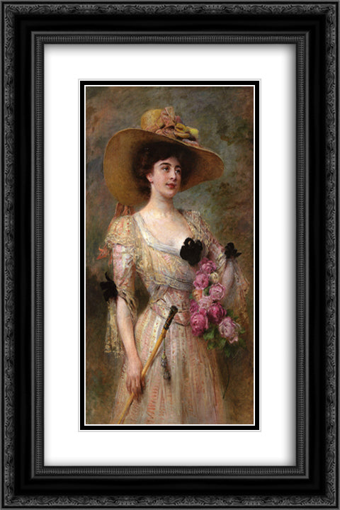 In from a Stroll 16x24 Black Ornate Wood Framed Art Print Poster with Double Matting by Makovsky, Konstantin