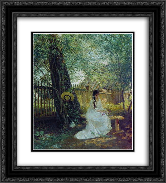 In the Garden 20x22 Black Ornate Wood Framed Art Print Poster with Double Matting by Makovsky, Konstantin