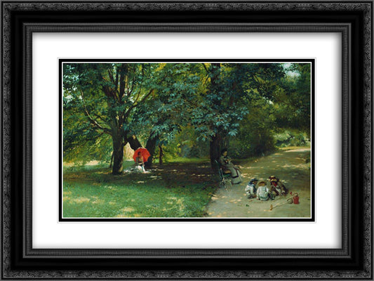 In the Park 24x18 Black Ornate Wood Framed Art Print Poster with Double Matting by Makovsky, Konstantin