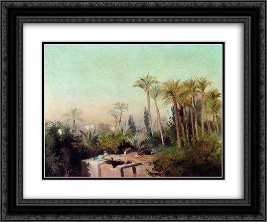 Irrigation in Egypt 24x20 Black Ornate Wood Framed Art Print Poster with Double Matting by Makovsky, Konstantin