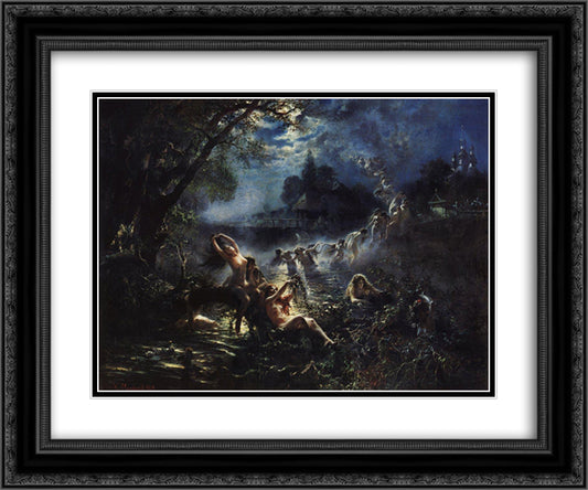 Mermaids 24x20 Black Ornate Wood Framed Art Print Poster with Double Matting by Makovsky, Konstantin