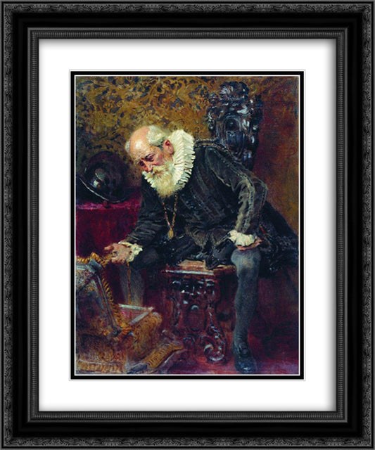 Miserly Knight 20x24 Black Ornate Wood Framed Art Print Poster with Double Matting by Makovsky, Konstantin