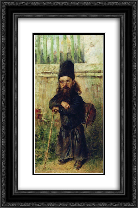Monk - Tax Collector in the Temple 16x24 Black Ornate Wood Framed Art Print Poster with Double Matting by Makovsky, Konstantin