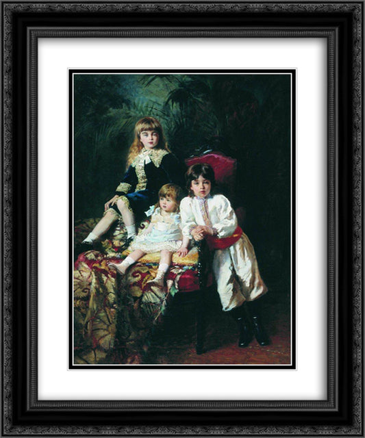 Mr. Balashov's Children 20x24 Black Ornate Wood Framed Art Print Poster with Double Matting by Makovsky, Konstantin