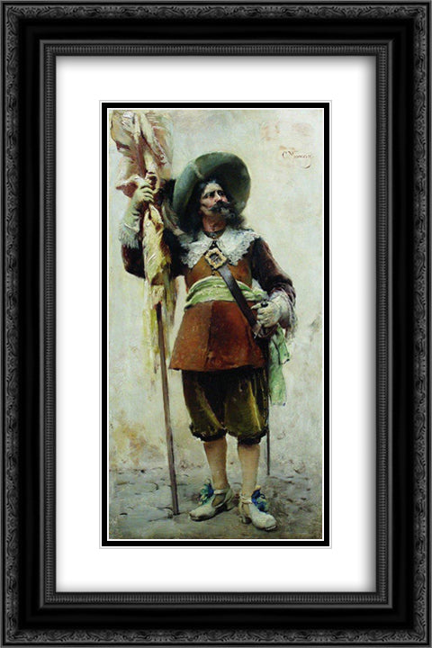 Musketeer 16x24 Black Ornate Wood Framed Art Print Poster with Double Matting by Makovsky, Konstantin