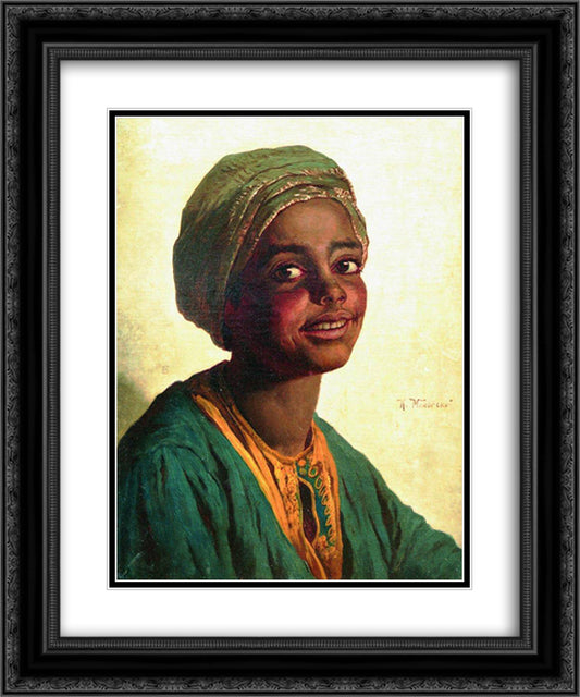 Negress 20x24 Black Ornate Wood Framed Art Print Poster with Double Matting by Makovsky, Konstantin