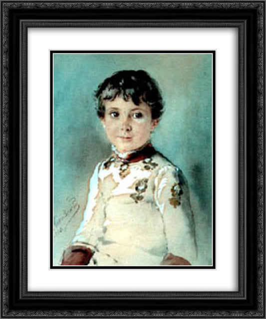 Niko Dadiani Baby 20x24 Black Ornate Wood Framed Art Print Poster with Double Matting by Makovsky, Konstantin