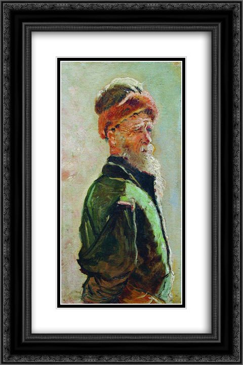 Old Man 16x24 Black Ornate Wood Framed Art Print Poster with Double Matting by Makovsky, Konstantin