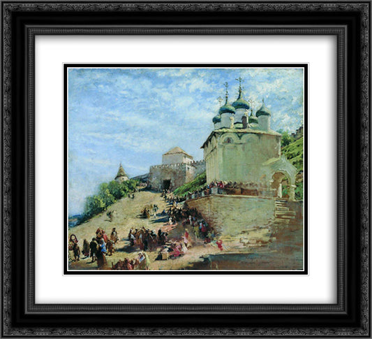 On the square in Ivanovo Congress Nizhny Novgorod Kremlin 22x20 Black Ornate Wood Framed Art Print Poster with Double Matting by Makovsky, Konstantin
