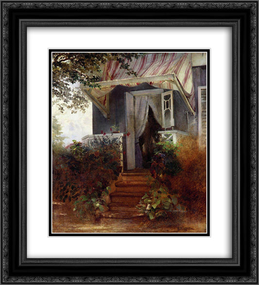 On the Steps 20x22 Black Ornate Wood Framed Art Print Poster with Double Matting by Makovsky, Konstantin