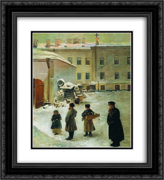 Petersburg Patio 20x22 Black Ornate Wood Framed Art Print Poster with Double Matting by Makovsky, Konstantin