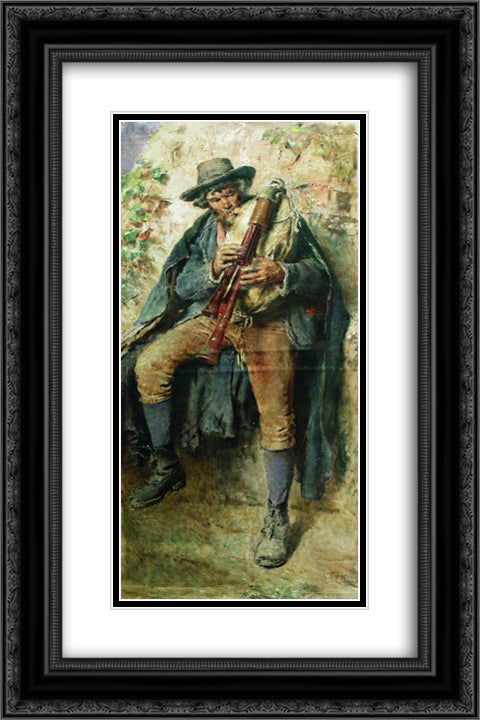 Piper 16x24 Black Ornate Wood Framed Art Print Poster with Double Matting by Makovsky, Konstantin