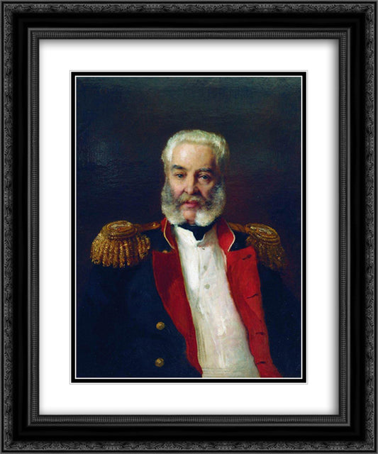 Portrait of Adleberg 20x24 Black Ornate Wood Framed Art Print Poster with Double Matting by Makovsky, Konstantin