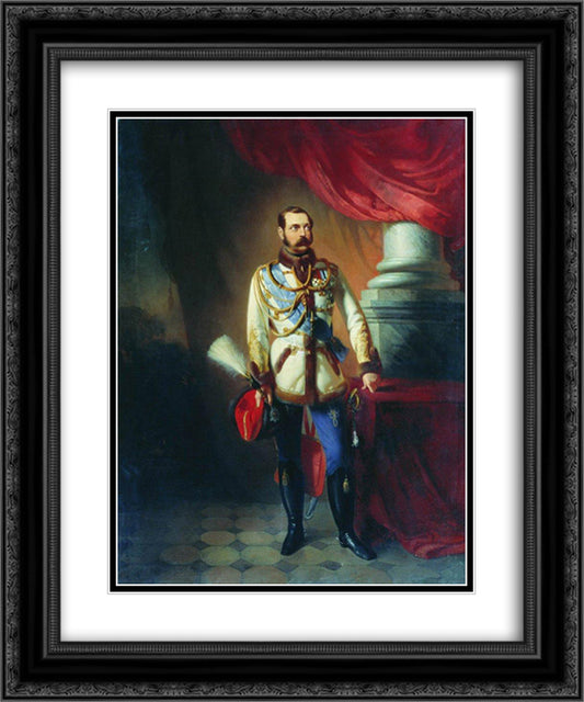 Portrait of Alexander II of Russia 20x24 Black Ornate Wood Framed Art Print Poster with Double Matting by Makovsky, Konstantin