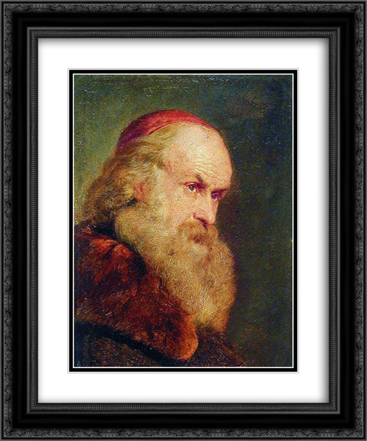 Portrait of an Old Man 20x24 Black Ornate Wood Framed Art Print Poster with Double Matting by Makovsky, Konstantin
