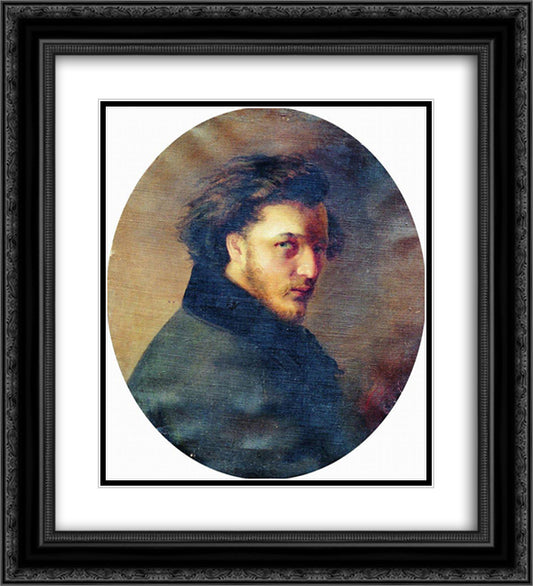 Portrait of Artist K.Bornikov 20x22 Black Ornate Wood Framed Art Print Poster with Double Matting by Makovsky, Konstantin
